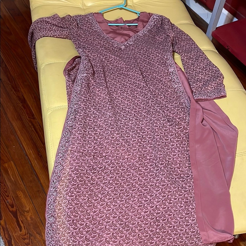 Elegant Long Sleeve Mauve Dress